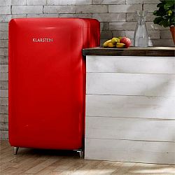 Klarstein PopArt-Bar červená chladnička, 136l retro dizajn, 3 poschodia, priečinok na zeleninu, A+