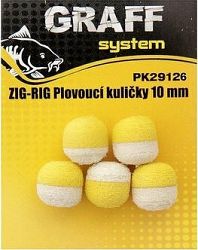 Graff Zig-Rig Plávajúce gulička 10mm Žltá / Biela 5ks