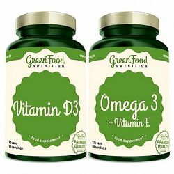 GreenFood Nutrition Omega 3 + Vitamín E 120 cps +Vitamín D3 60 cps.