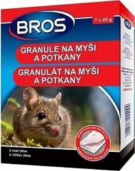 Rodenticíd BROS granuly na myši a potkany 7× 20 g
