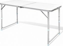 Skladací kempingový stôl s nastaviteľnou výškou, hliníkový 120 × 60 cm