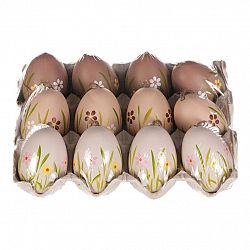 Sada umelých maľovaných vajíčok hnedo-biela, 12 ks